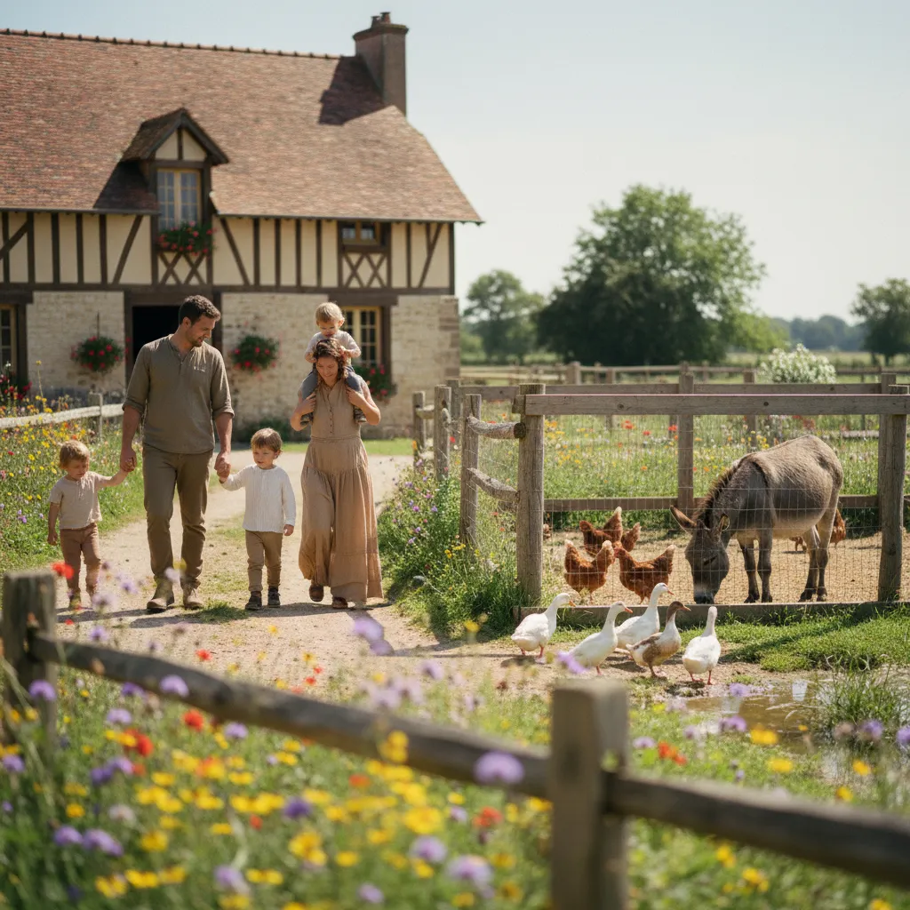 Une ferme pédagogique en activité avec ses enclos accessibles aux visiteurs
