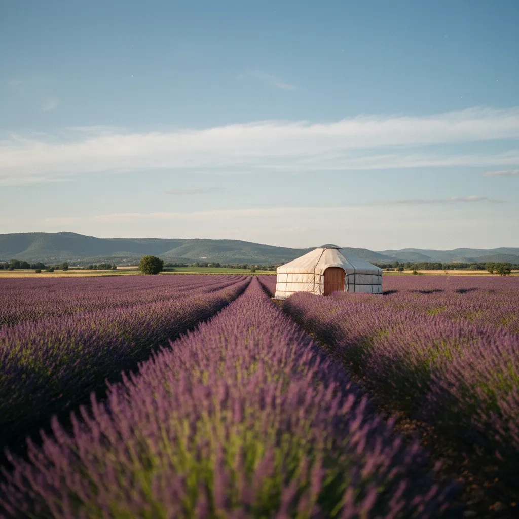Yourte au milieu des lavandes en Drôme provençale, une des régions phares pour ce type de séjour