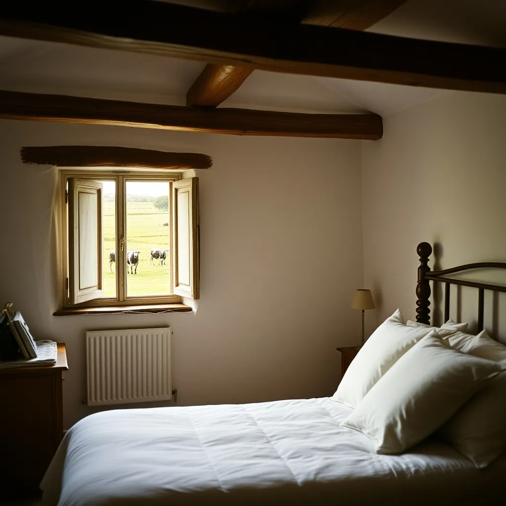 Chambre d'hôtes à la ferme avec vue sur les pâturages normands