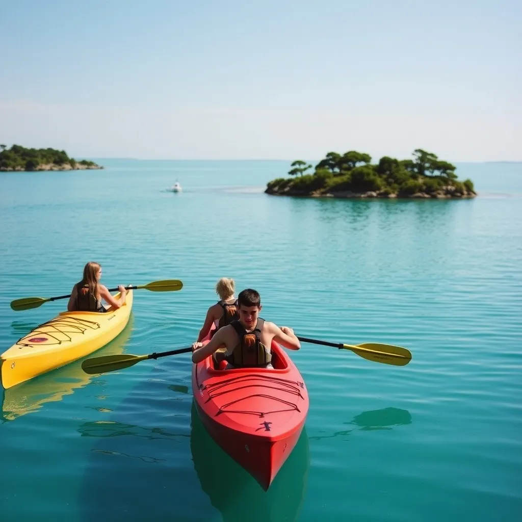 Sortie kayak de mer dans le golfe du Morbihan, l'un des spots préférés des colonies nautiques