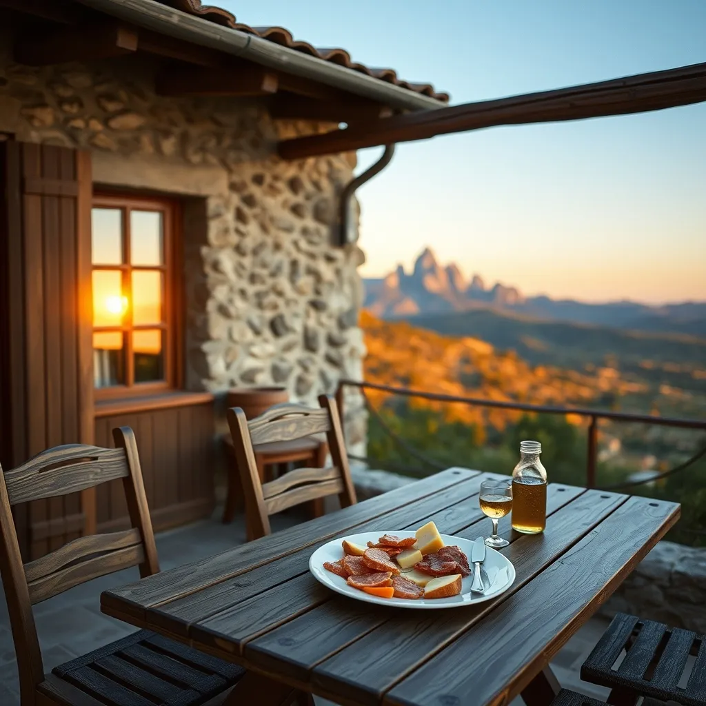 Terrasse d'un gîte en Alta Rocca avec vue sur les aiguilles de Bavella