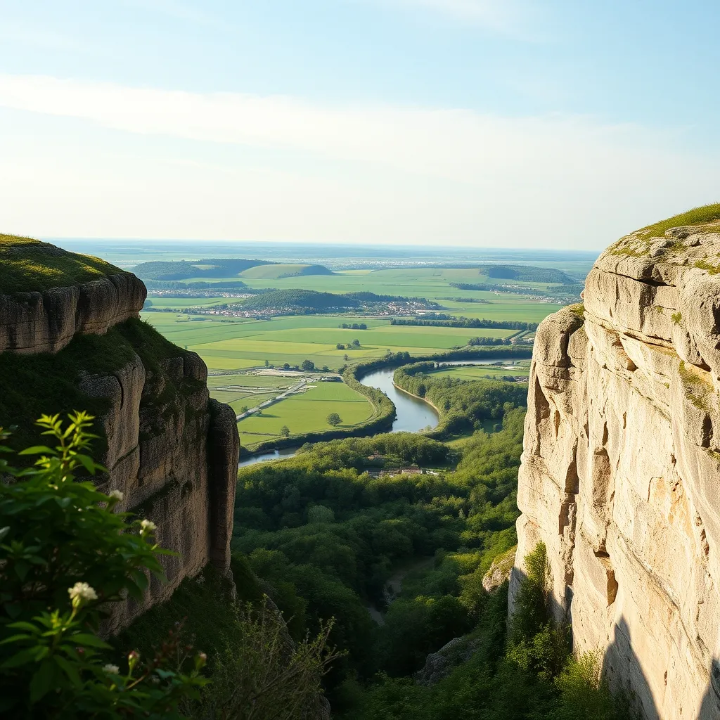 Vue panoramique sur les méandres de la Seine depuis les coteaux du Vexin, sur le tracé du GR2