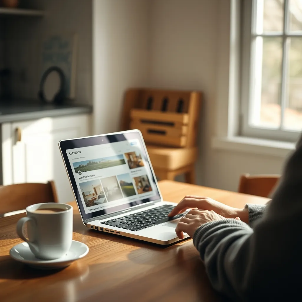 Recherche de locations saisonnières en ligne depuis la maison avant le départ