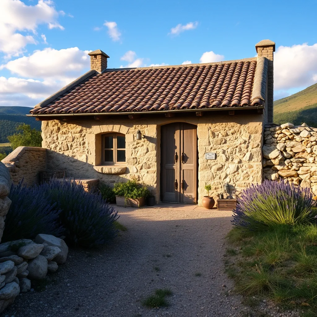Gîte en pierre sur le causse Méjean, typique des hameaux d'altitude lozériens