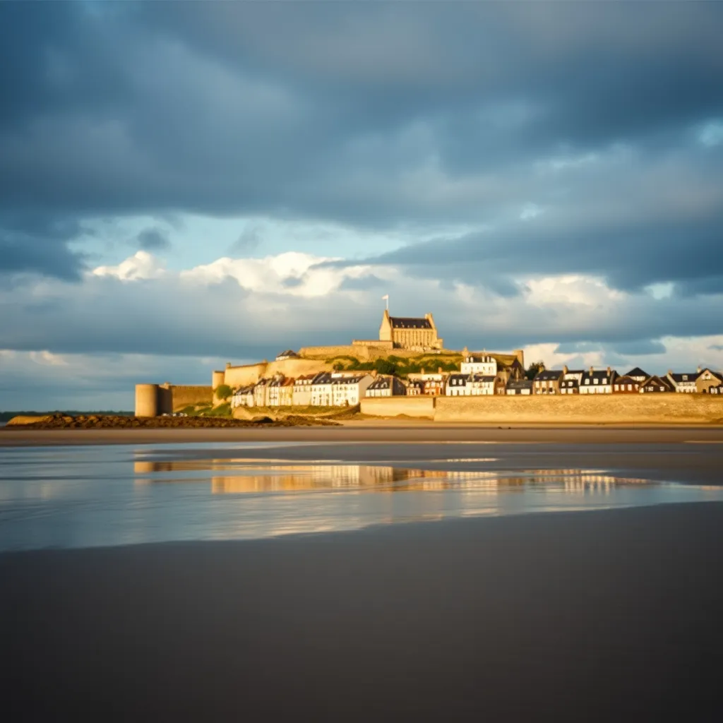 Saint-Malo vue depuis la plage du Sillon à marée basse