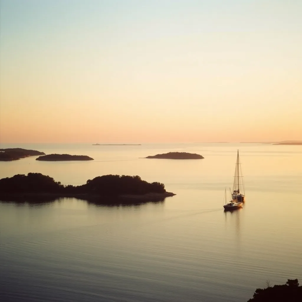 Le golfe du Morbihan au soleil couchant, l'un des plus beaux sites de Bretagne sud