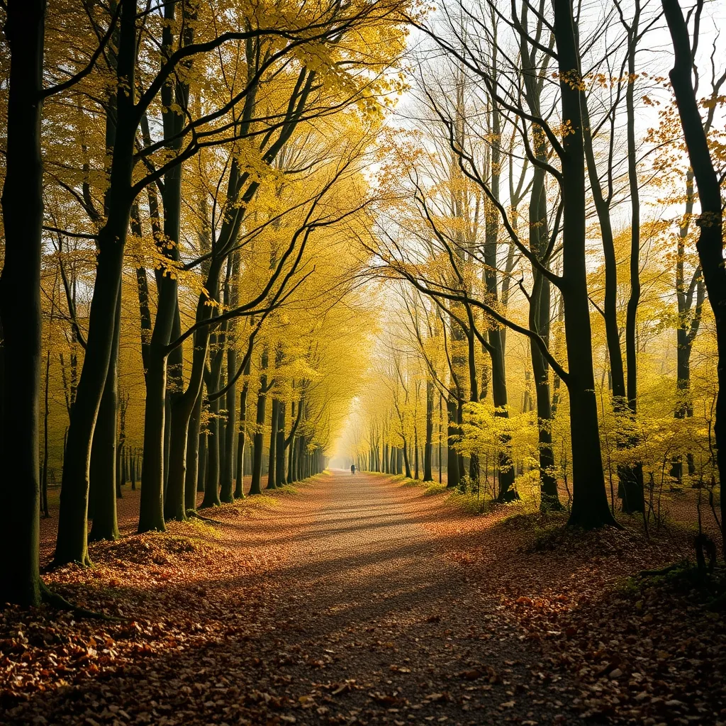 Sentier forestier en automne dans la forêt de Compiègne, l'une des plus vastes de France