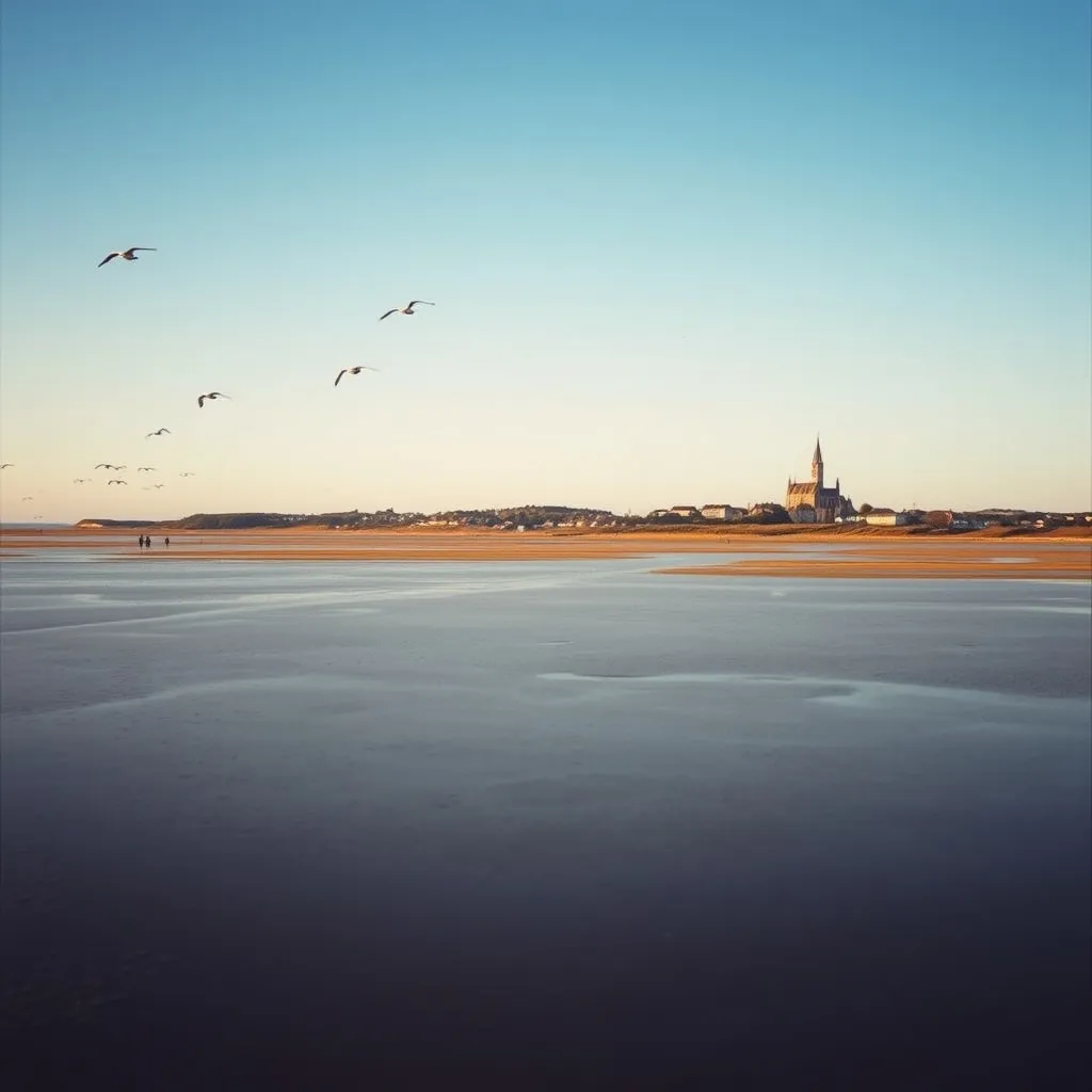 La baie de Somme à marée basse, avec Saint-Valery-sur-Somme en arrière-plan