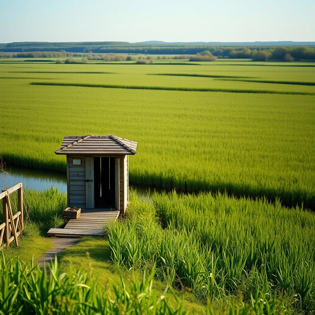 Observatoire ornithologique en bois surplombant un étang de la Brenne