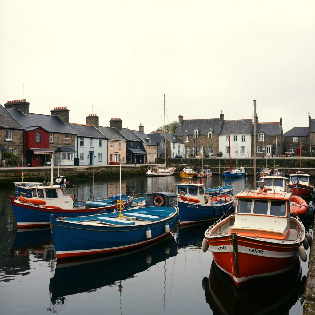 Un port breton en hiver : atmosphère paisible et lumière douce sur les maisons de pierre