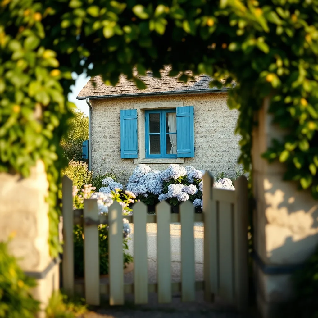 Un gîte breton typique en pierre avec ses hortensias, symbole de l'hébergement rural en Bretagne