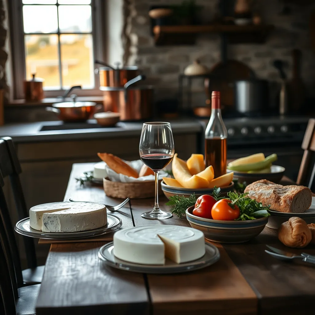 Table d'hôtes dressée avec les produits fermiers de l'exploitation