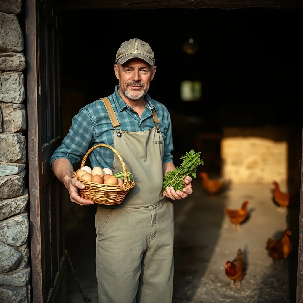 Un agriculteur adhérent prépare l'accueil de ses hôtes avec les produits de sa ferme
