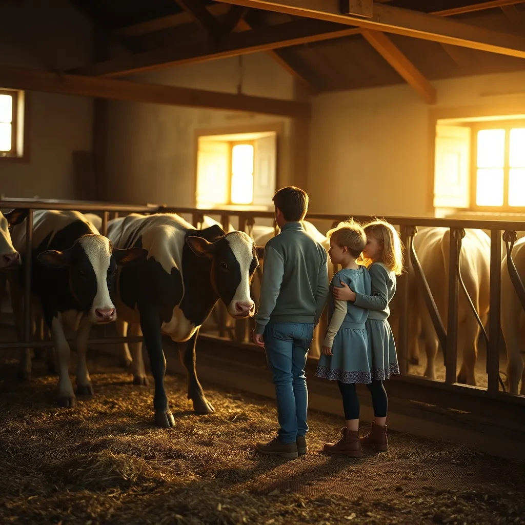 Visite de la traite en famille, l'un des moments forts d'un séjour à la ferme