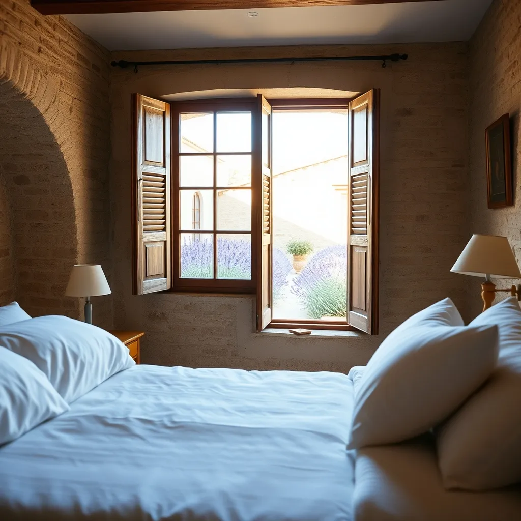Chambre d'hôtes typique de la région d'Aigues-Mortes avec pierres apparentes et lumière naturelle