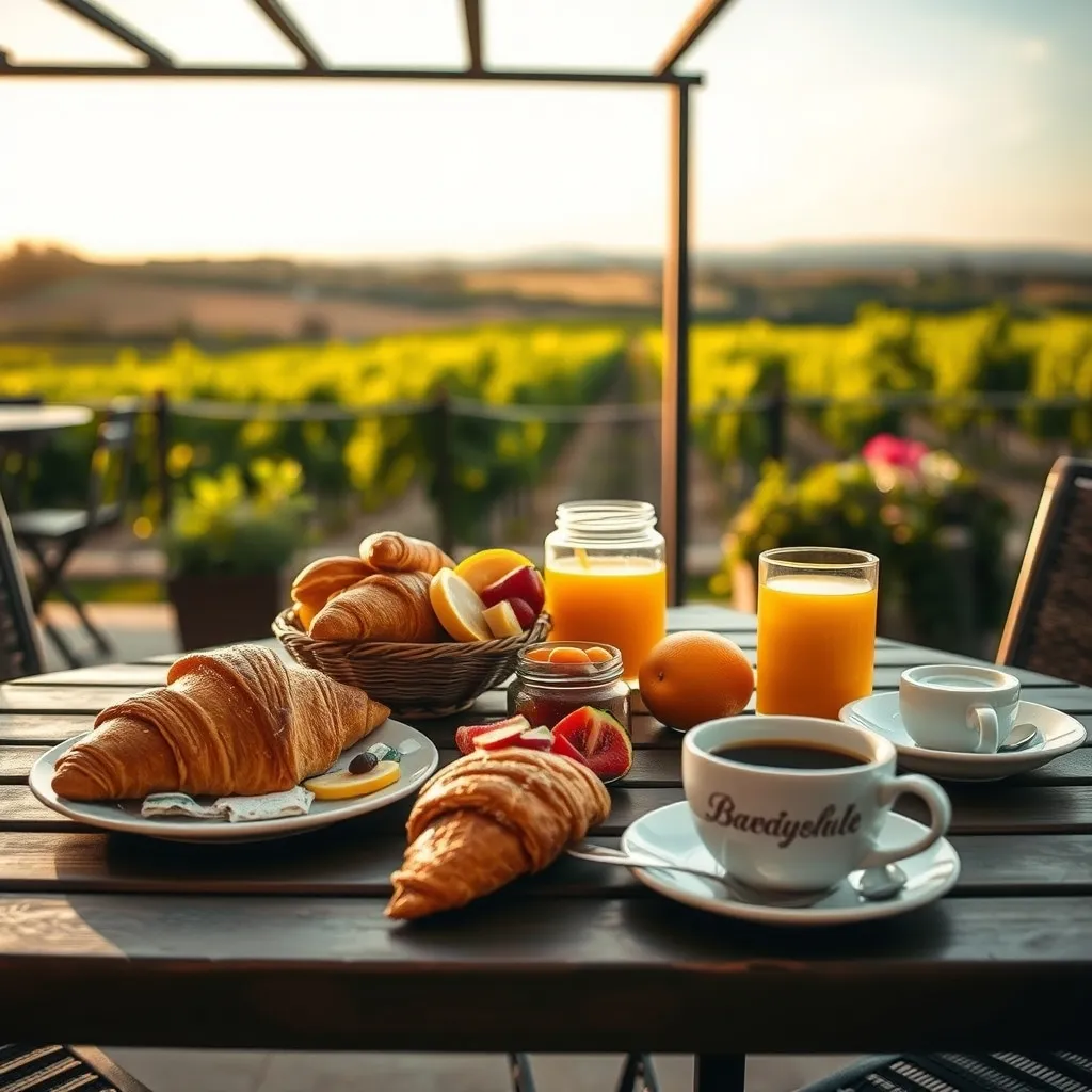 Petit-déjeuner servi en terrasse dans un mas camarguais près d'Aigues-Mortes