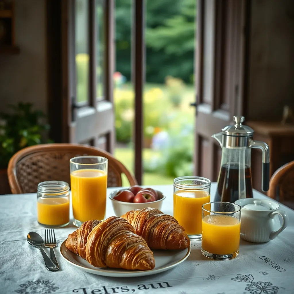 Petit-déjeuner normand servi avec des produits locaux dans une chambre d'hôtes près de Bayeux