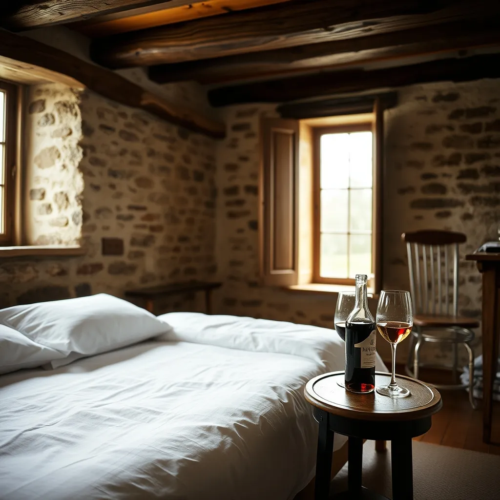 Intérieur chaleureux d'une chambre d'hôtes de charme en Bourgogne