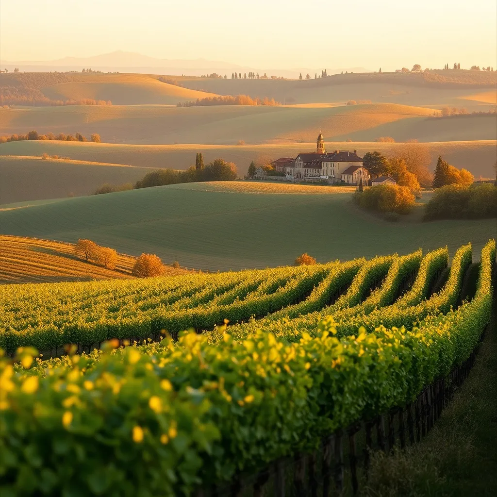 Vignobles de la Côte de Beaune au crépuscule, cadre idéal pour un séjour en chambre d'hôtes