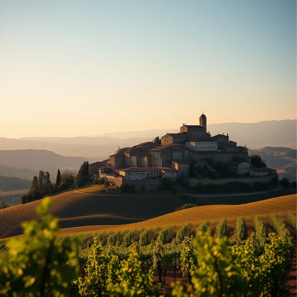 Village perché typique de la vallée de la Drôme entouré de vignobles