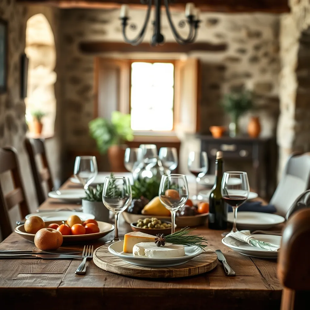 Table d'hôtes dressée avec les spécialités du terroir drômois