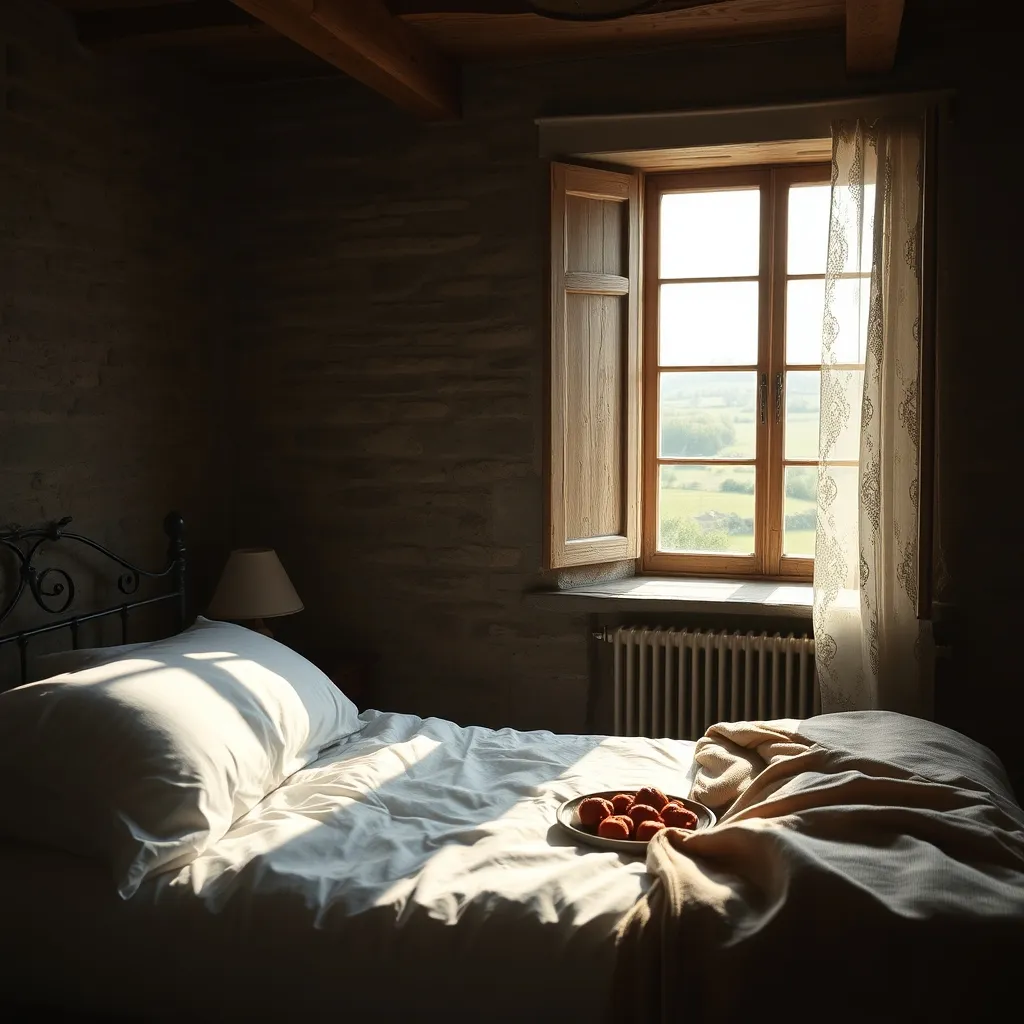 Chambre d'hôtes de charme avec murs en pierre et vue sur la campagne bretonne