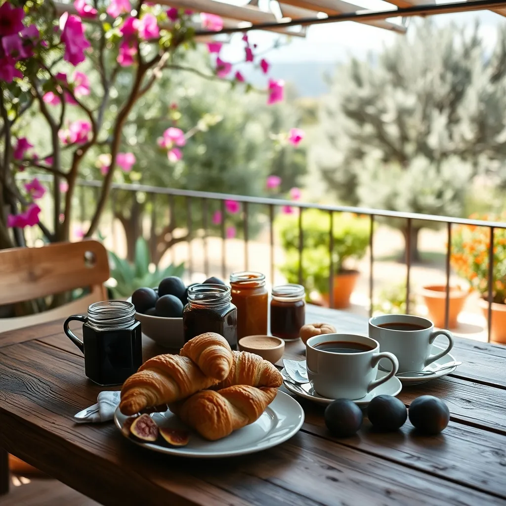 Petit-déjeuner maison servi en terrasse dans une chambre d'hôtes de La Ciotat