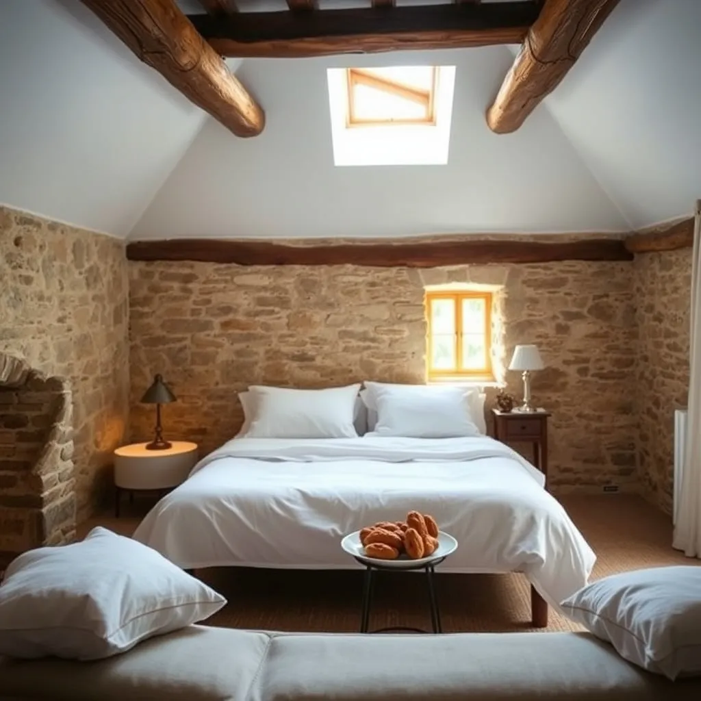 Chambre d'hôtes de charme à La Ciotat avec pierres apparentes et linge blanc