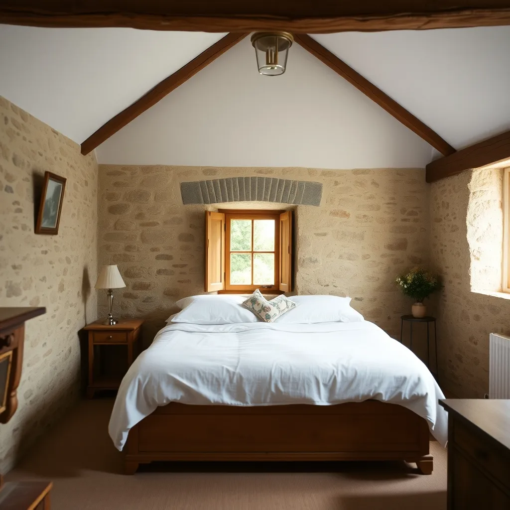 Chambre d'hôtes typique en pierre avec poutres apparentes dans le centre historique du Puy-en-Velay