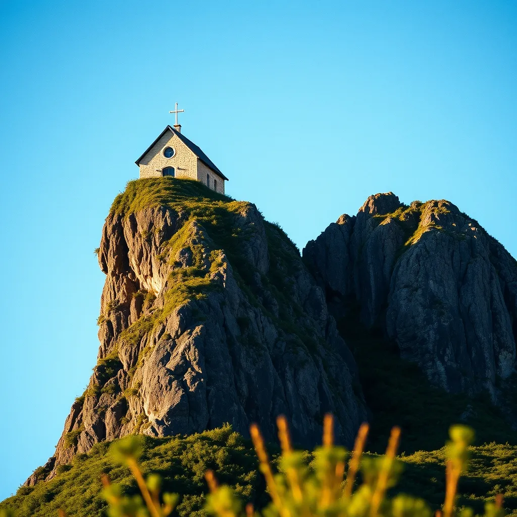 La chapelle Saint-Michel d'Aiguilhe perchée sur son piton volcanique près du Puy-en-Velay