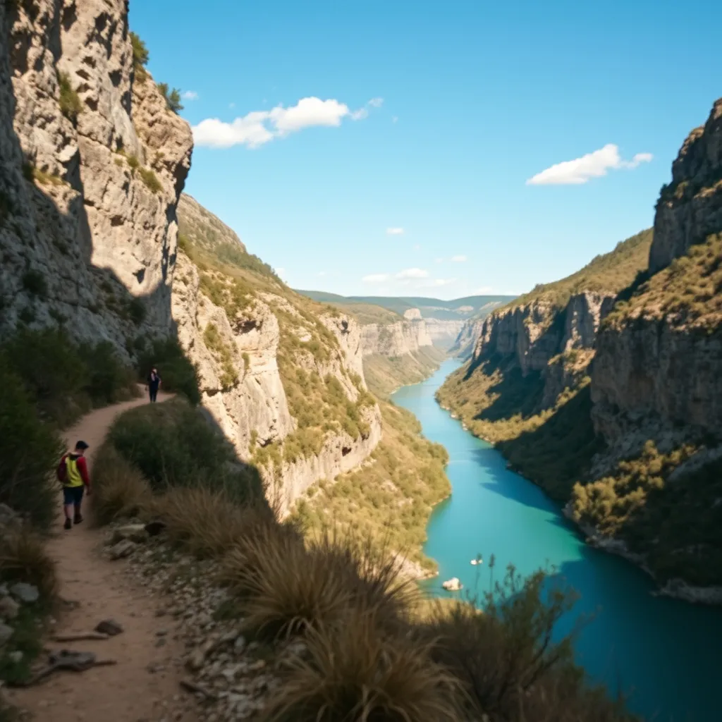 Les gorges du Tarn vues depuis un sentier de randonnée sur le causse