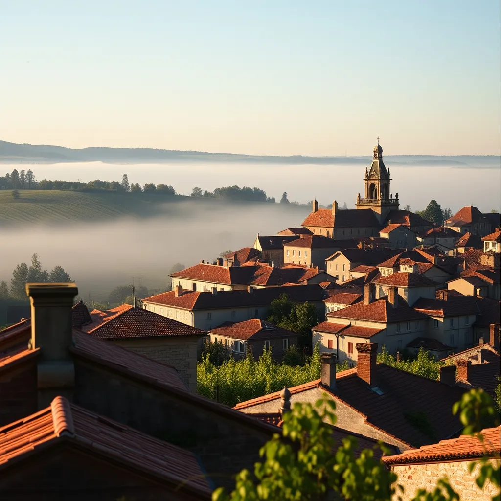 Vue sur le village médiéval de Saint-Émilion depuis les vignes du plateau