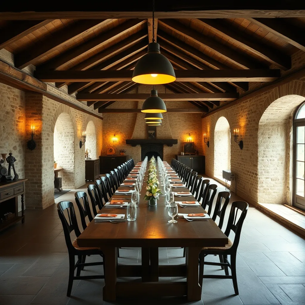 Un gîte de groupe aménagé dans une ancienne ferme avec sa grande table conviviale