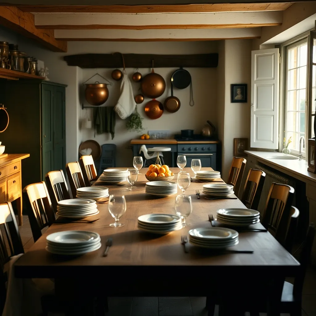 Cuisine de gîte équipée pour accueillir un grand groupe familial avec chaise haute bébé
