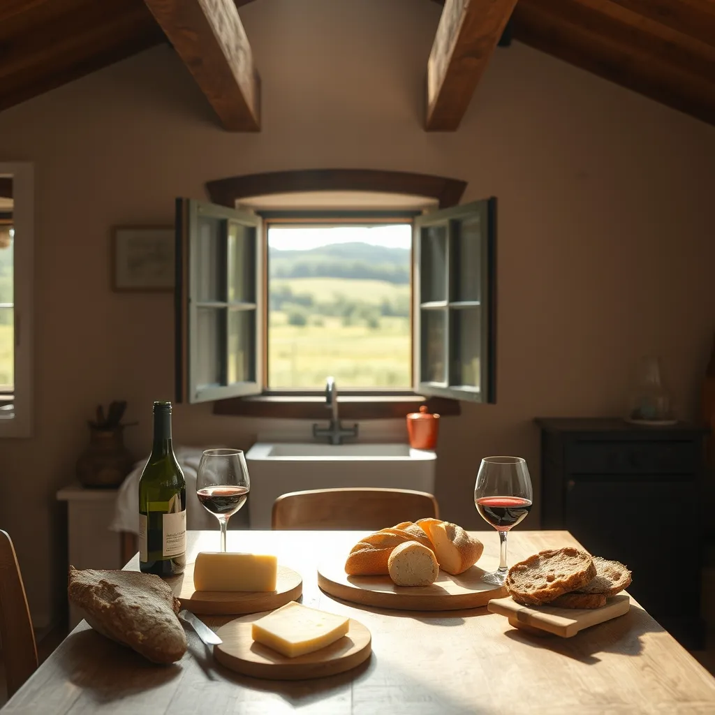 Table dressée avec des produits du terroir dans un gîte rural authentique