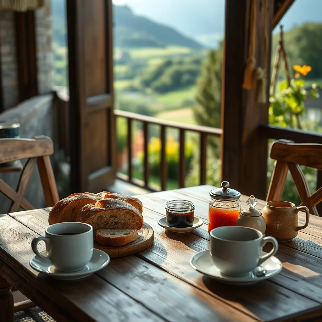 Le petit-déjeuner en chambre d'hôtes avec des produits locaux incarne l'esprit du tourisme vert