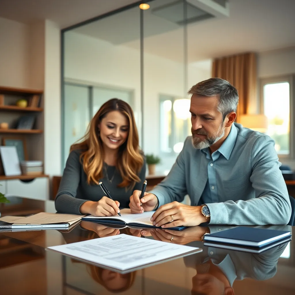 Signature d'un mandat de gestion locative saisonnière en agence immobilière