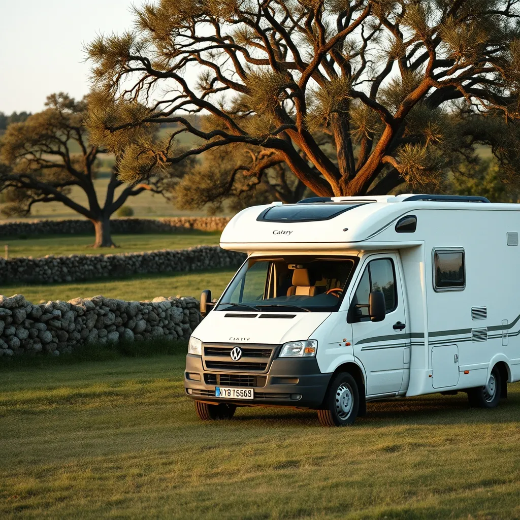 Un emplacement camping-car sur l'aire naturelle, au calme du causse lotois