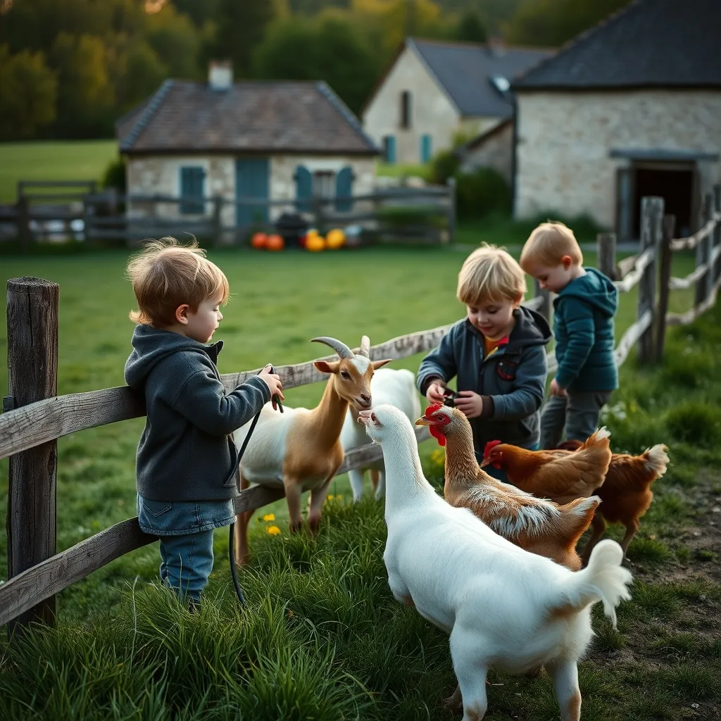 Les enfants participent au nourrissage des animaux, une activité phare du camping à la ferme