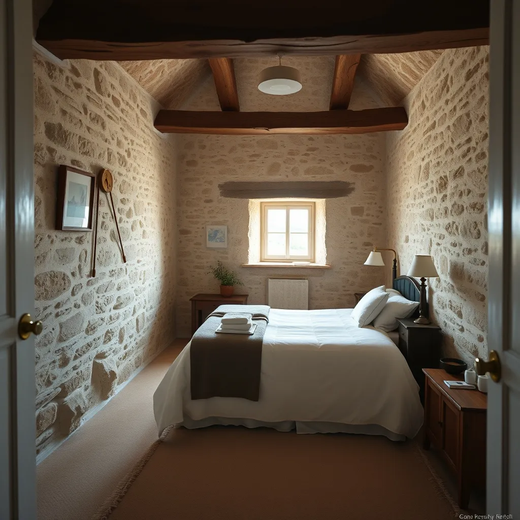 Chambre d'hôtes de charme avec pierres apparentes et poutres en bois