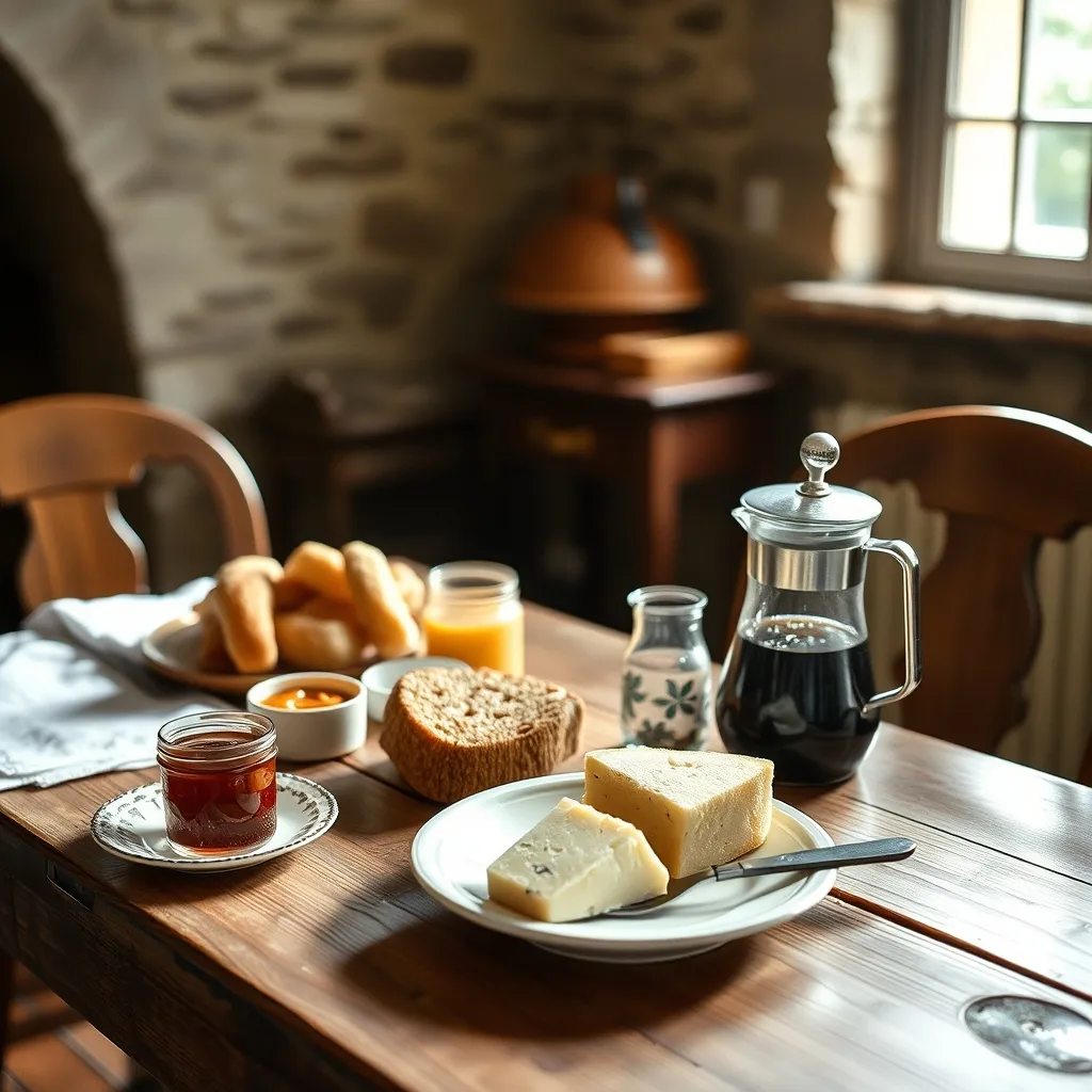 Petit-déjeuner généreux en chambre d'hôtes avec produits fermiers de Haute-Loire