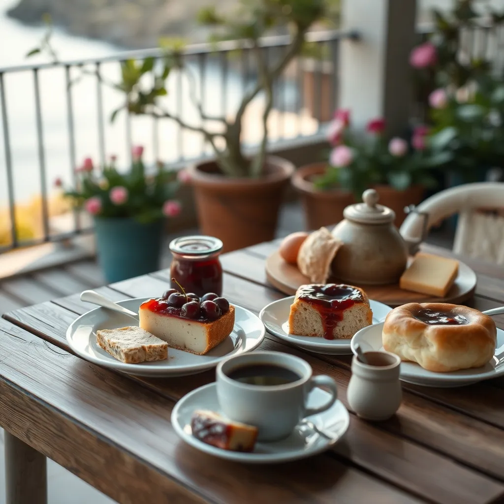 Petit-déjeuner basque servi en terrasse dans une chambre d'hôtes à Hendaye