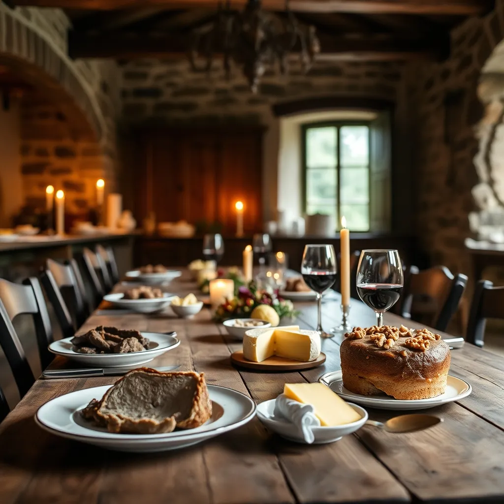 Table d'hôte lotoise avec confit de canard, cabécou et vin de Cahors
