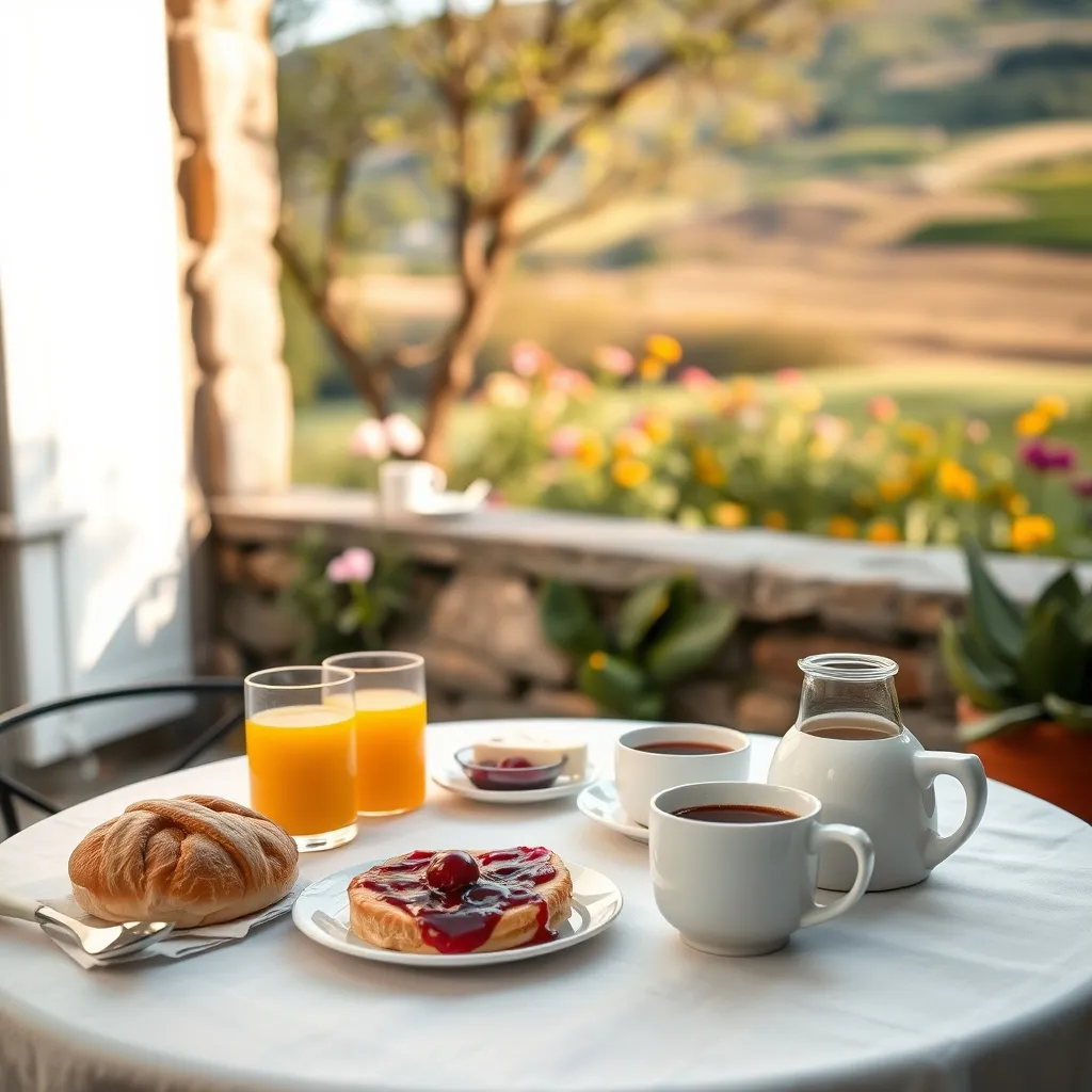 Petit-déjeuner en terrasse avec produits locaux basques, un incontournable des maisons d'hôtes