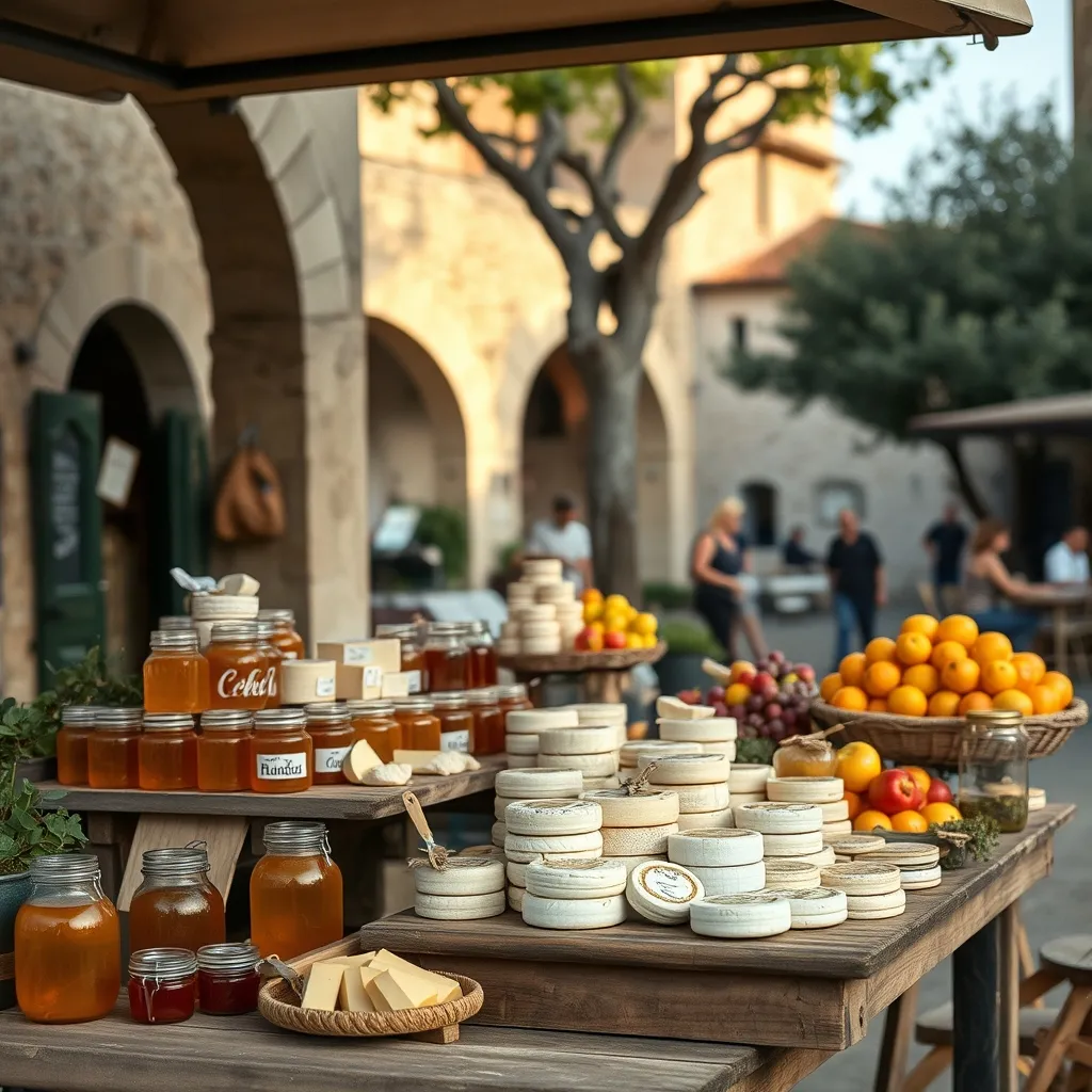 Marché de producteurs locaux dans un village de caractère ardéchois