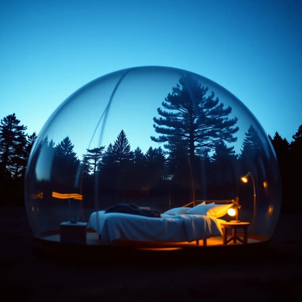 Bulle transparente en lisière de forêt landaise pour une nuit sous les étoiles
