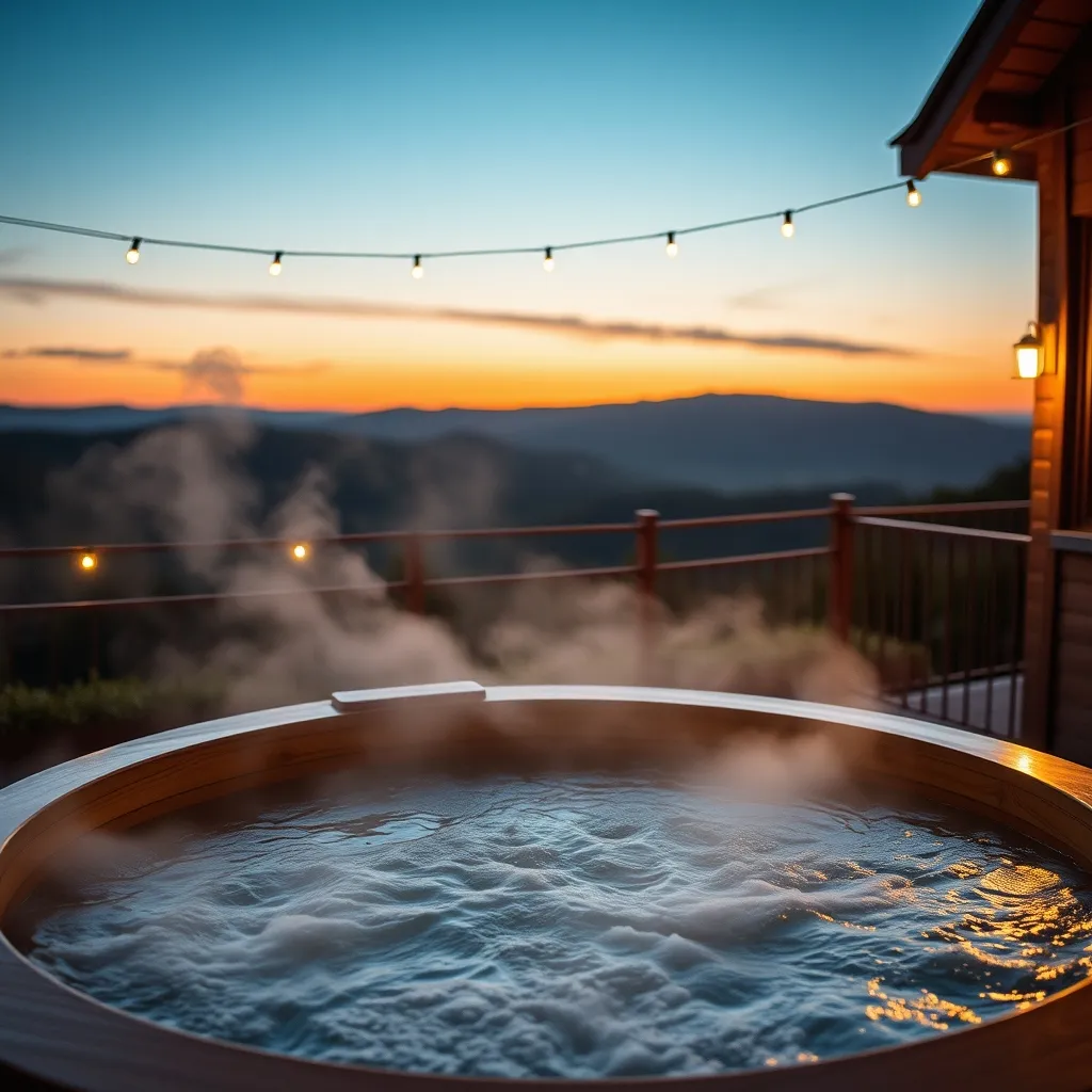 Jacuzzi privatif sur terrasse avec vue panoramique sur les collines basques