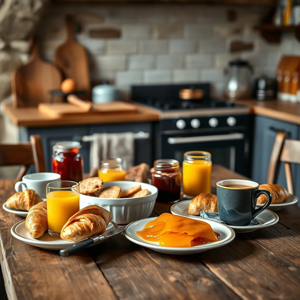 Petit-déjeuner maison servi dans une chambre d'hôtes avec produits locaux et confitures artisanales