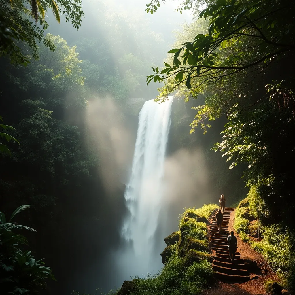 Cascade en forêt tropicale de Basse-Terre, accessible depuis les gîtes ruraux du secteur