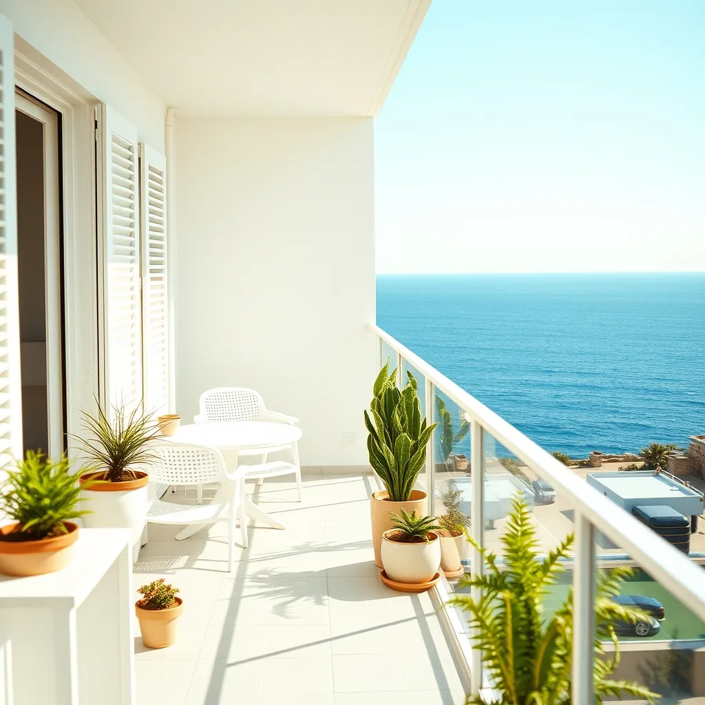 Balcon d'un appartement en location saisonnière avec vue mer à La Grande-Motte